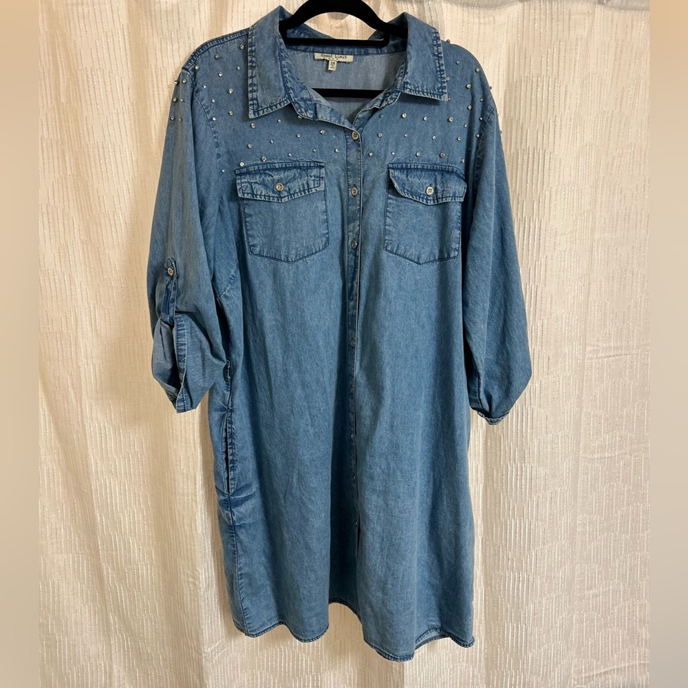 Denim dress with rhinestones